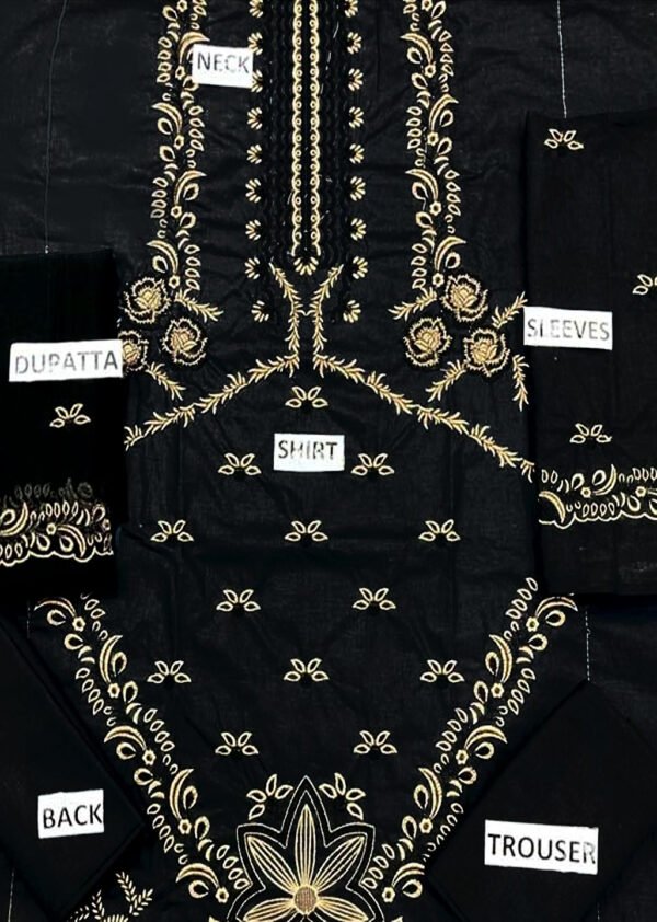 Luxury Embroidered Cotton Lawn Dress - Image 3