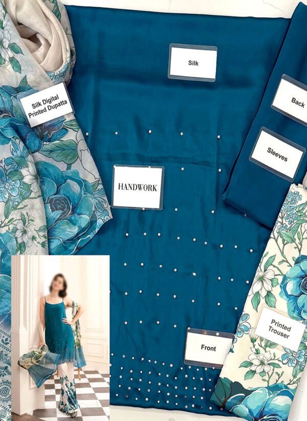 Digital Print Party Dress 2025Silk Dupatta - Image 3