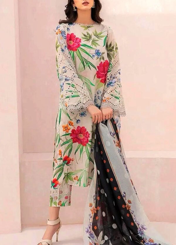 Embroidered Lawn Suit  with Silk Dupatta