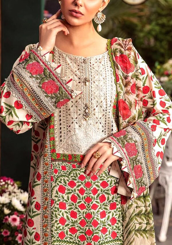 Heavy Embroidered Eid Dress Chiffon Duptta - Image 2