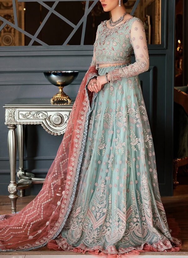 Luxury Embroidery Net Bridal Lehenga Dress - Image 3