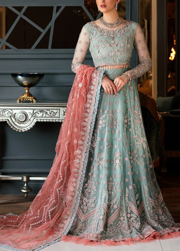 Luxury Embroidery Net Bridal Lehenga Dress