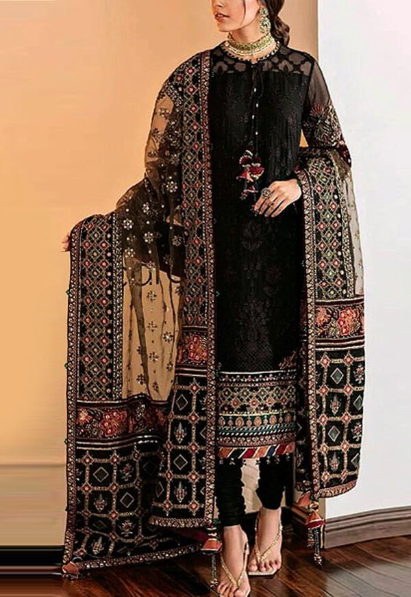 Heavy Embroidered Black Lawn Dress 2025