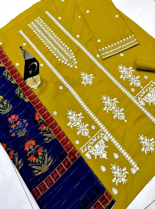 Unstitched Dress with Diamond Zari Dupatta - Image 2