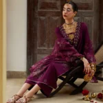 Plum embroidered formal suit for women
