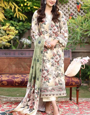 luxury schiffli embroidered lawn dress front design