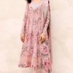 pink schiffli embroidered lawn dress with chiffon dupatta 3 piece suit