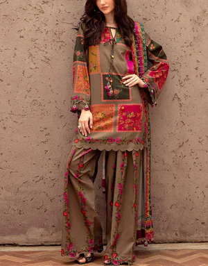 Print 3-Piece Lawn Dress with Soft Chiffon Dupatta - Image 2